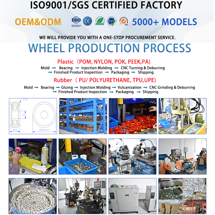 POM Nylon POK  PA66 Plastic Roller Wheels with Bearing