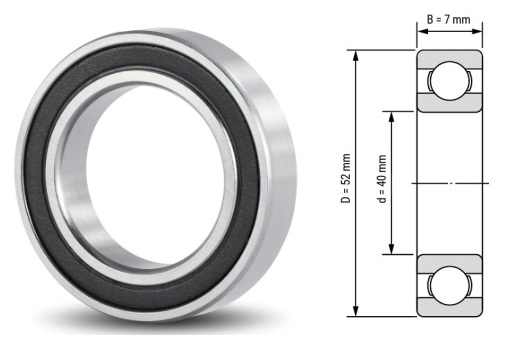 6808, 6808Z, 6808ZZ, 6808RS, 6808-2RS Ball Bearings 40x52x7mm – Compact Deep Groove Ball Bearings for High-Speed Industrial & Mechanical Applications
