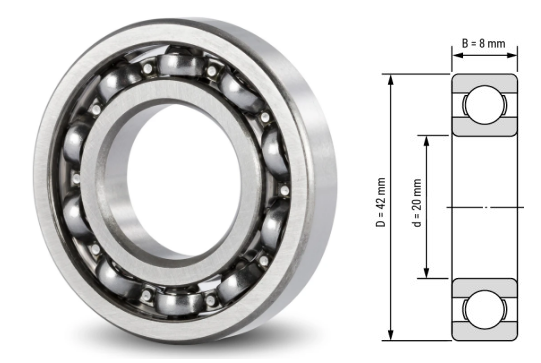 16004, 16004Z, 16004ZZ, 16004RS, 16004-2RS Deep Groove Ball Bearings 20x42x8mm – Thin-Section Precision Bearings for Small Motors, Power Tools, Appliances & Office Equipment