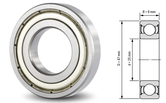 16005, 16005Z, 16005ZZ, 16005RS, 16005-2RS Deep Groove Ball Bearings 25x47x8mm – Thin-Section Precision Bearings for Motors, Power Tools, Appliances & Office Equipment