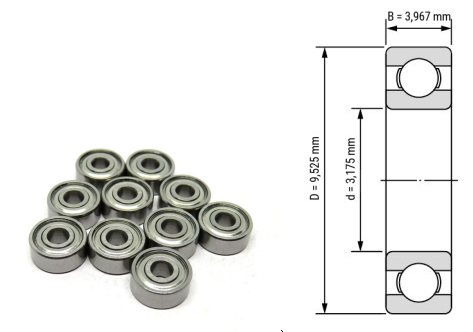 R2, R2Z, R2ZZ, R2RS, R2-2RS Inch Deep Groove Ball Bearings 1/8"x3/8"x5/32" (3.175x9.525x3.968) – Miniature Sealed Bearings for Small Motors, RC Cars, Drones, Printers & Precision Devices