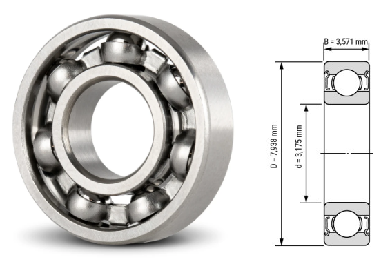 R2-5, R2-5​Z, R2-5​ZZ, R2-5​RS, R2-52RS Inch Deep Groove Ball Bearings 1/8"x5/16"x9/64" (3.175x7.938x3.571mm) – Miniature Sealed Bearings for Small Motors, RC Cars, Drones, Printers & Precision Device