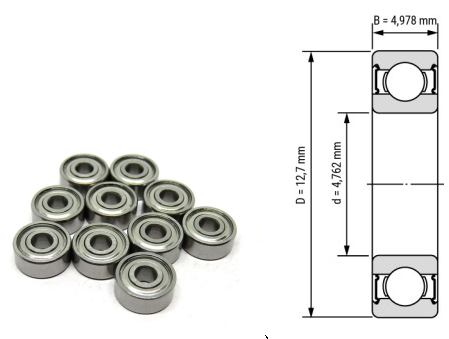 R3, R3Z, R3ZZ, R3RS, R3-2RS Inch Deep Groove Ball Bearings 3/16"x1/2"x10/51" (4.762x12.7x4.978mm) – Ultra-Miniature Sealed Bearings for Precision Instruments, Small Motors, Medical Devices & RC Models
