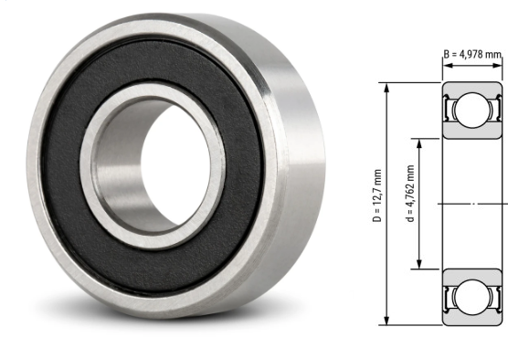 R3, R3Z, R3ZZ, R3RS, R3-2RS Inch Deep Groove Ball Bearings 3/16"x1/2"x10/51" (4.762x12.7x4.978mm) – Ultra-Miniature Sealed Bearings for Precision Instruments, Small Motors, Medical Devices & RC Models