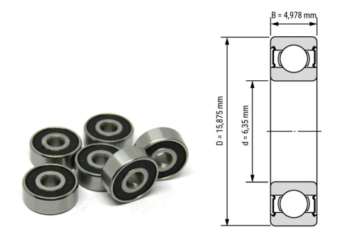 R4, R4Z, R4ZZ, R4RS, R4-2RS Inch Deep Groove Ball Bearings 1/4"x5/8"x10/51" (6.35x15.875x4.978mm) – Miniature Sealed Bearings for Small Motors, Power Tools, Printers, RC Models & Precision Equipment