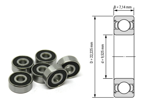 R6, R6Z, R6ZZ, R6RS, R6-2RS Inch Deep Groove Ball Bearings 3/8"x7/8"x9/32" (9.525x22.225x7.14mm) – Miniature Sealed Bearings for Small Motors, Power Tools, Fans, RC Models & Industrial Equipment