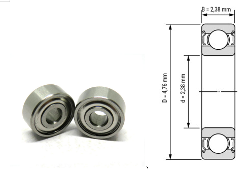 R133, R133Z, R133ZZ, R133RS, R133-2RS Inch Deep Groove Ball Bearings 3/32"​x3/16"​x3/32" (2.38x4.76x2.38mm) – Heavy-Duty Sealed Bearings for Large Motors, Pumps, Industrial Fans, Gearboxes & Machinery