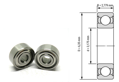 R144, R144Z, R144ZZ, R144RS, R144-2RS Inch Deep Groove Ball Bearings 1/8"x1/4"x7/64" (3.175x6.35x2.779mm) – Heavy-Duty Sealed Bearings for Large Motors, Pumps, Industrial Fans, Gearboxes & Machinery