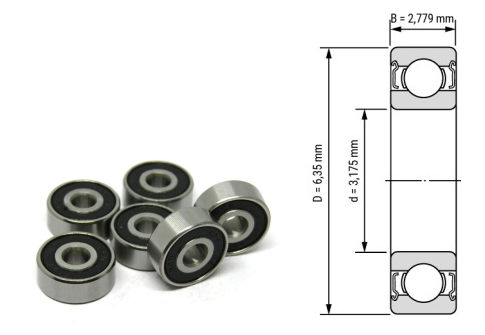 R144, R144Z, R144ZZ, R144RS, R144-2RS Inch Deep Groove Ball Bearings 1/8"x1/4"x7/64" (3.175x6.35x2.779mm) – Heavy-Duty Sealed Bearings for Large Motors, Pumps, Industrial Fans, Gearboxes & Machinery