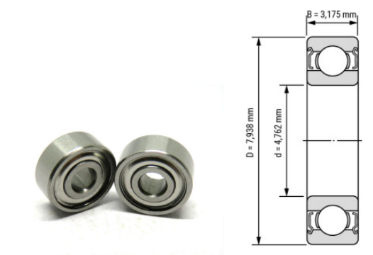 R156, R156Z, R156ZZ, R156RS, R156-2RS Inch Miniature Deep Groove Ball Bearings 3/16"​x5/16"​x1/8" (4.762x7.938x3.175mm) – Sealed Bearings for Small Motors, Power Tools, Printers, RC Models & Precision